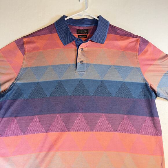 Reel Polo Shirt Men's XL 100% Double Mercerized Cotton Gradient Aztec Geometric - Picture 4 of 9